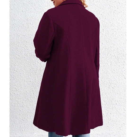 Plus Double Breasted Button up Pocket Jacket Coat - Picture 4 of 13